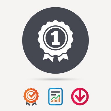 Ödül madalya simgesi. Kazanan amblemi işareti.