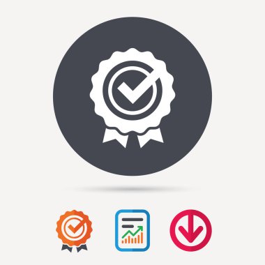 Ödül madalya simgesi. Onay işareti ile kazanan amblemi.