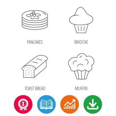 Krep, börek çörek ve tost simgeler ekmek.