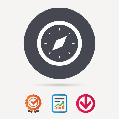 Pusula simgesini. Navigasyon cihazı işareti.