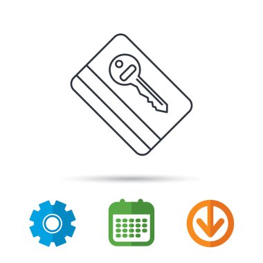 Elektronik anahtar simgesi. Otel odası kart işareti.