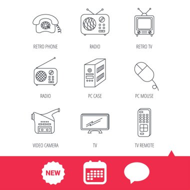 Radyo, Tv uzaktan ve video kamera simgeler.