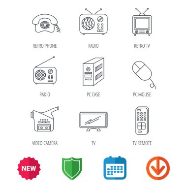 Radyo, Tv uzaktan ve video kamera simgeler.