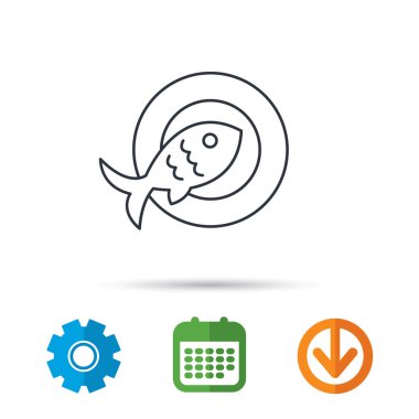 Balık simgesi. Deniz ürünleri işareti. Vejetaryen yiyecekler sembolü.