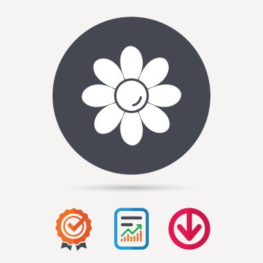 Çiçek simgesi. Çiçekçi bitki yaprakları işareti ile.