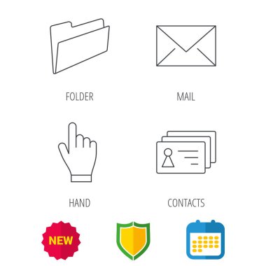 Klasör, basın el ve kişiler simgeleri.