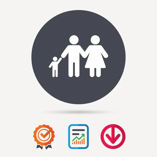 Ikona dla rodzin z dziećmi. Ojciec, matka i dziecko znak. — Wektor stockowy