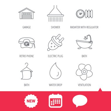 Havalandırma, ısı radyatör ve elektrik fişi.