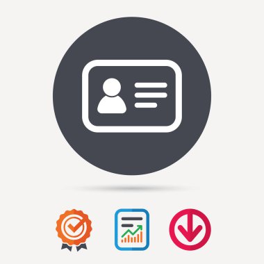 Kimlik kartı simgesi. Kişisel kimlik belgesi.