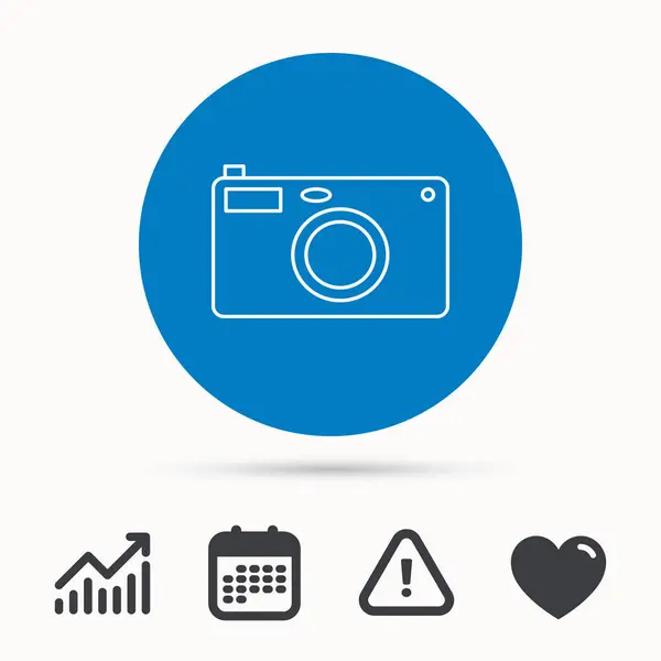 Icono de cámara fotográfica. Señal de equipo de fotógrafo . — Vector de stock