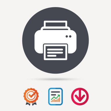 Yazıcı simgesi. Baskı teknolojisi işareti Makaleler.