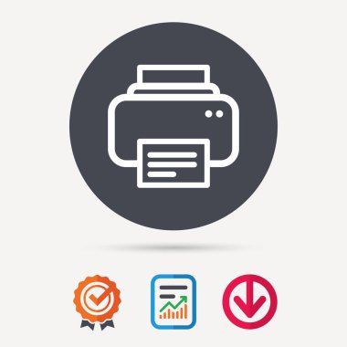 Yazıcı simgesi. Baskı teknolojisi işareti Makaleler.