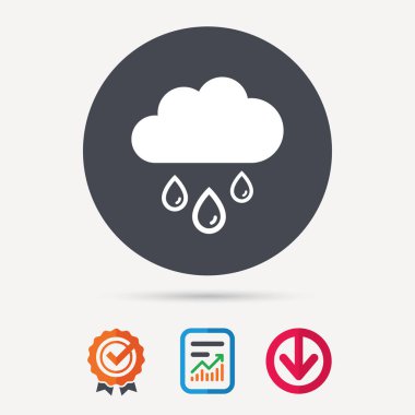 Bulut ile yağmur simgesi bırakır. Yağmurlu bir gün işareti.