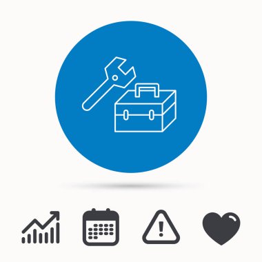 Onarım araç kutusu simgesi. İngiliz anahtarı anahtar işareti.