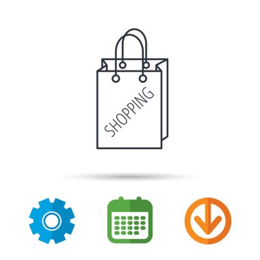 Alışveriş çantası simgesi. Satışı el çantası işareti.