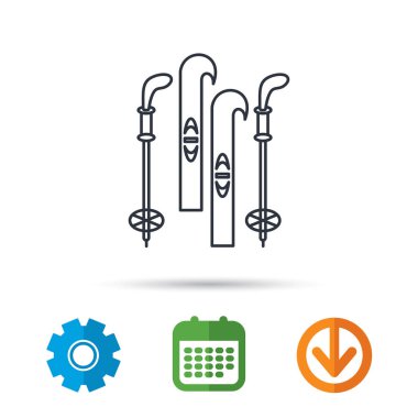 Kayak simgesi. Kayak ve sopa işareti.