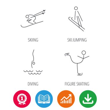 Dalış, buz pateni ve Kayak simgeleri anlamak.