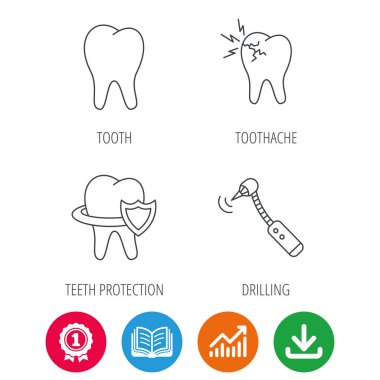 Diş, diş ağrısı ve sondaj aracını simgeleri.