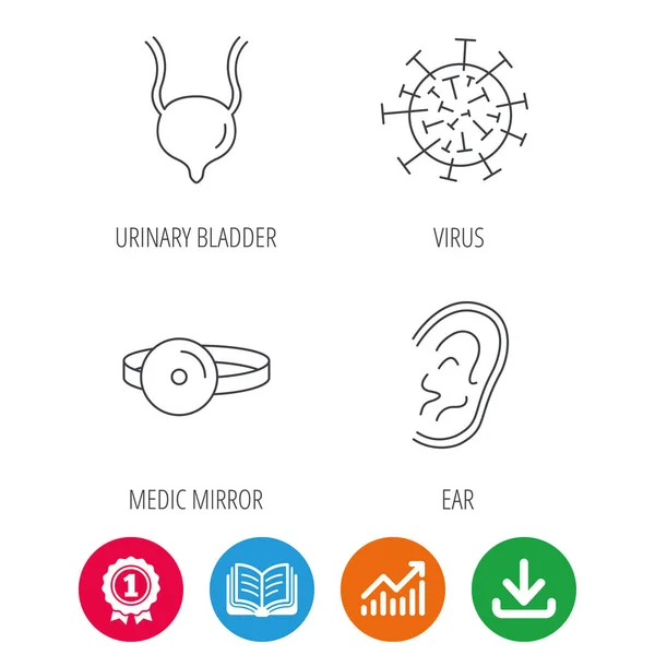 Virus, urinary bladder and ear icons. — Stock Vector