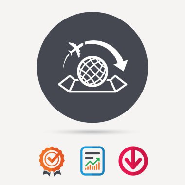 Dünya harita simgesi. Uçak seyahat işareti.