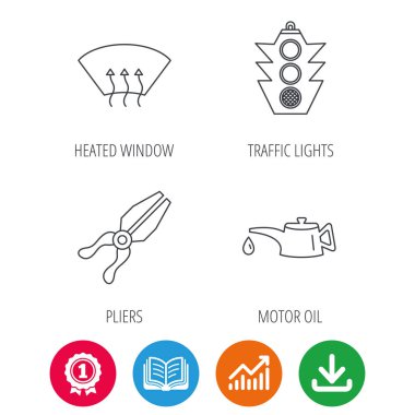 Motor yağı değiştirmek, trafik ışıkları ve pense.