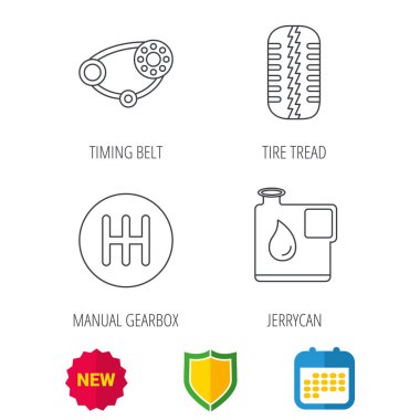 Tekerlek, manuel şanzıman ve zamanlama kemer simgeler.