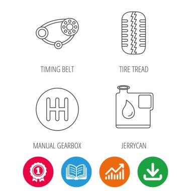 Tekerlek, manuel şanzıman ve zamanlama kemer simgeler.