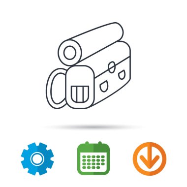 Sırt çantası simgesi. Seyahat ekipman işareti.