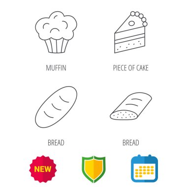 Tatlı kek, kek ve ekmek simgeleri.