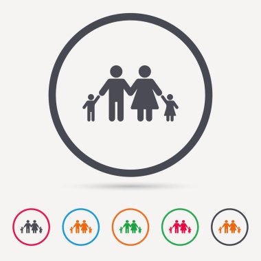 Aile simgesi. Baba, anne ve çocuk işareti.