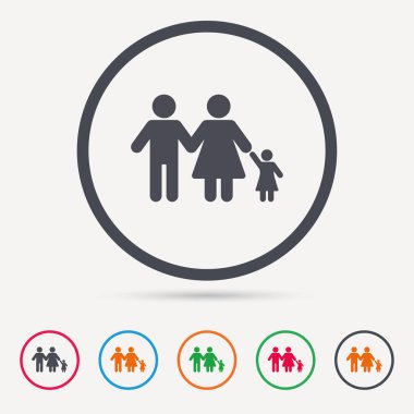 Aile simgesi. Baba, anne ve çocuk işareti.