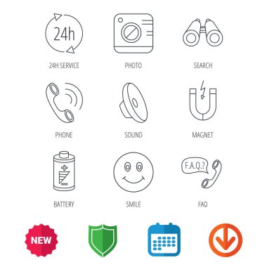 Telefon, batarya ve SSS konuşma balonu simgeleri.