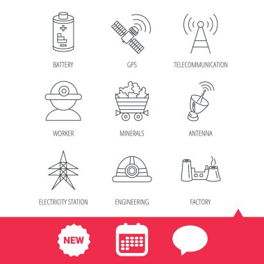 İşçi, mineraller ve mühendislik dümen simgeleri.