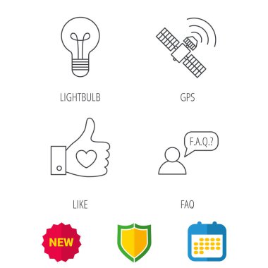 GPS, soru ve ampul simgeleri.