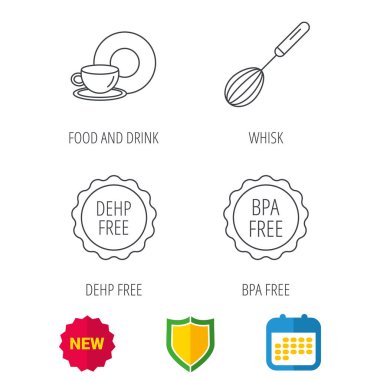 Gıda ve içecek, çırpma teli ve Bpa ücretsiz simgeler.