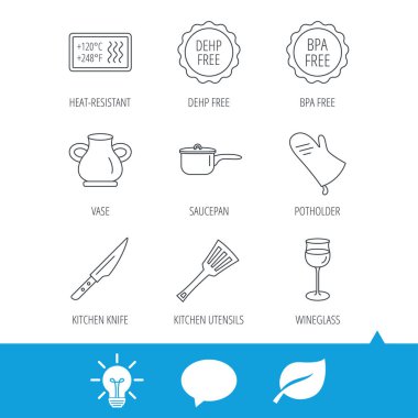 Tencere, potholder ve bardağı simgeleri.