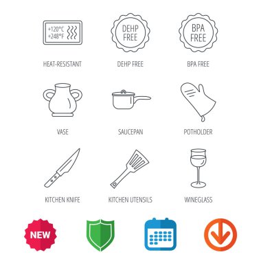 Tencere, potholder ve bardağı simgeleri.