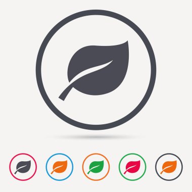 Yaprak simgesi. Taze organik ürün işareti.