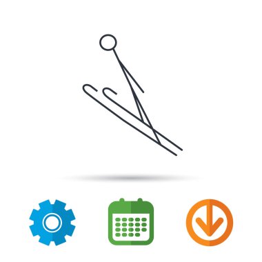 Kayak atlama simgesi. Aşırı spor işareti kayaklar.