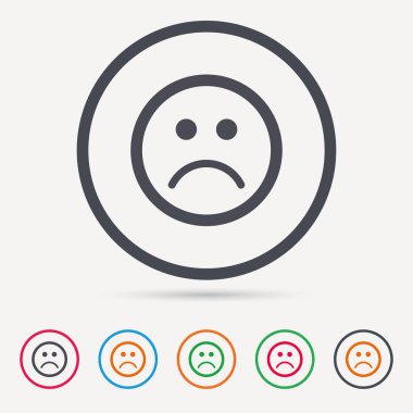 Üzgün smiley simgesi. Kötü geribildirim işareti.