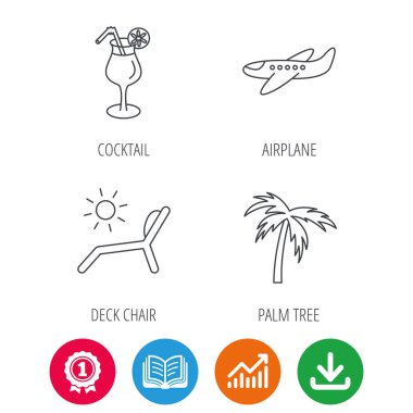 Uçak, şezlong ve kokteyl simgeler.