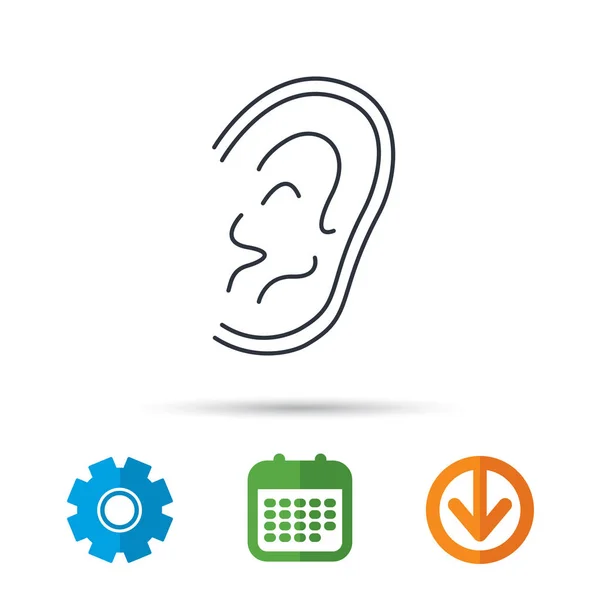 Ícone do ouvido. Ouvir ou ouvir sinal . — Vetor de Stock