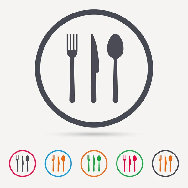 Fork, knife and spoon icons. Cutlery sign. — Stock Vector