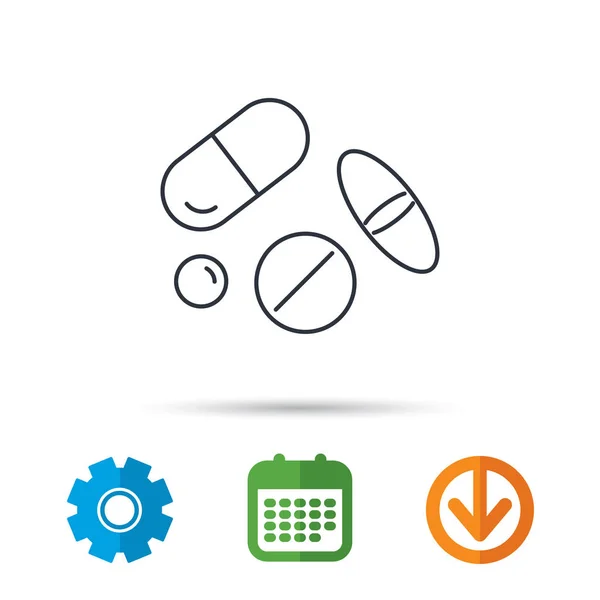 Pillen pictogram. Geneeskunde tabletten of drugs teken. — Stockvector