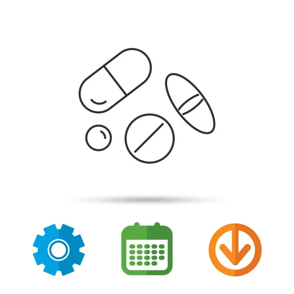 Ícone de comprimidos. Medicina comprimidos ou drogas sinal . —  Vetores de Stock