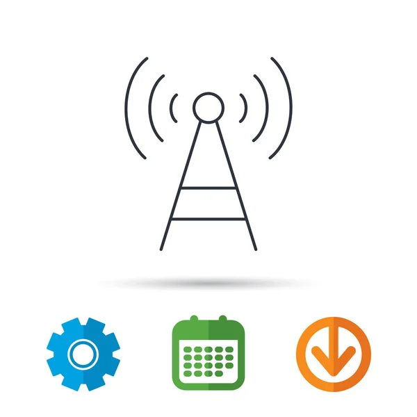 Telecommunicatie toren pictogram. Signaal teken. — Stockvector