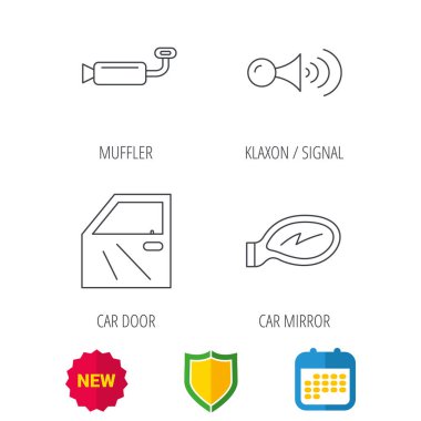 Arabanın kapısını, susturucu ve klakson sinyal simgeleri.