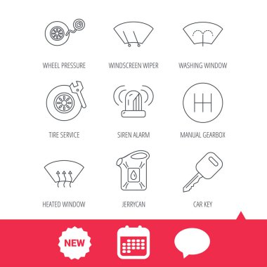 Manuel şanzıman, lastik Servisi ve araba anahtar simgeleri.