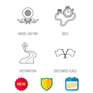 Yarış bayraklarını, zamanlayıcı ve hedef işaretçisini simgeler.