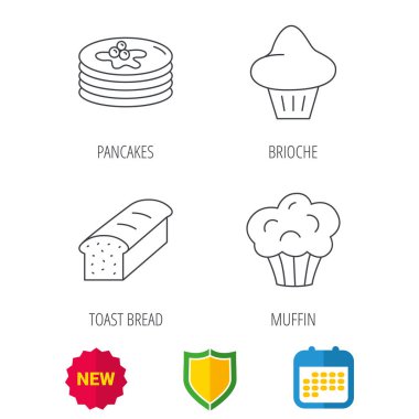 Krep, börek çörek ve tost simgeler ekmek.